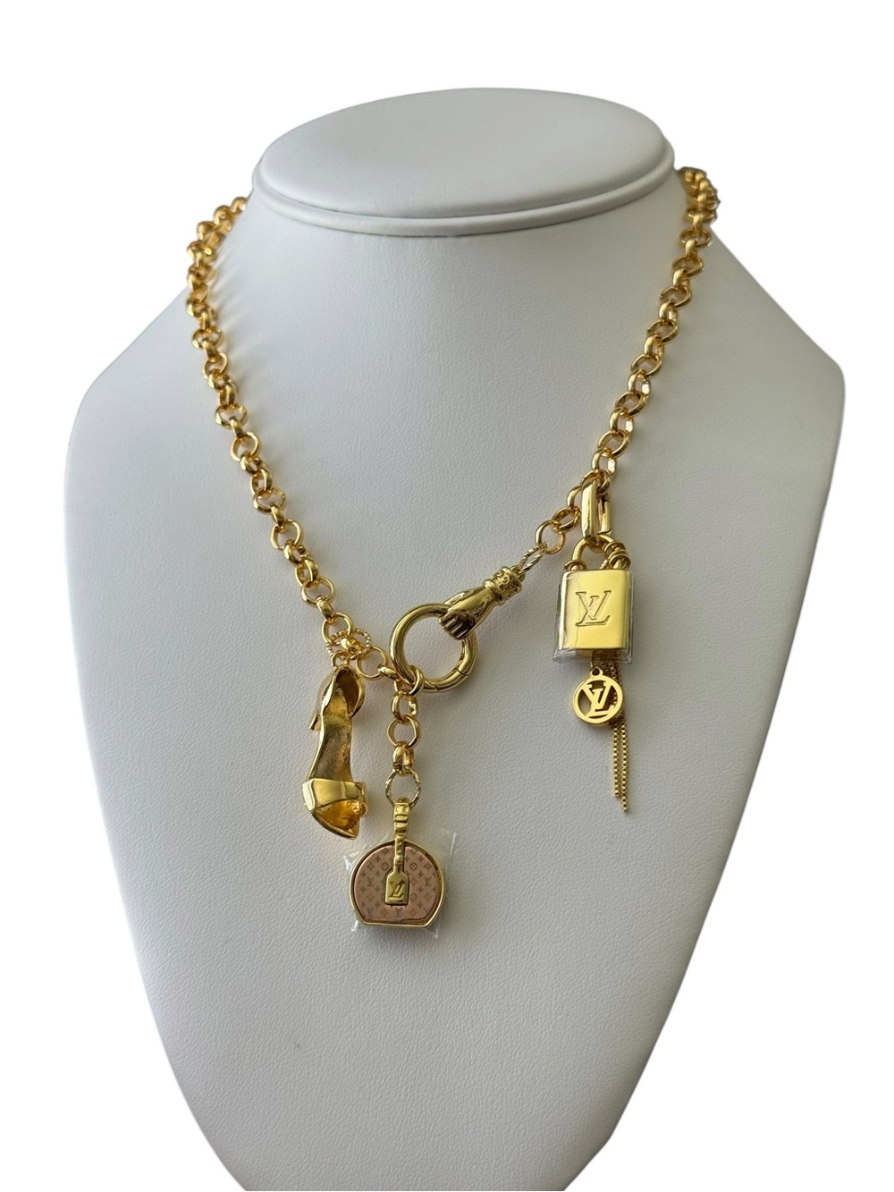 Louis Vuitton Upcycled Gold Charm Chain Necklace